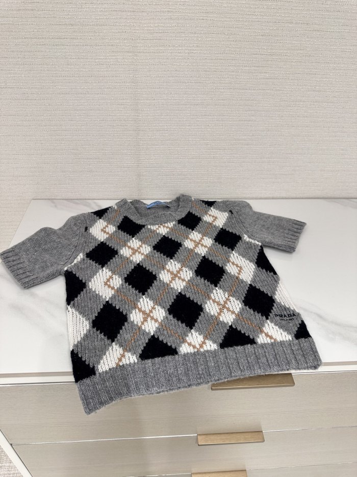 NIGO Prada Women's Summer Fashion Casual Crew Neck Short Sleeve Cashmere Diamond Pattern T-shirt #nigo78468