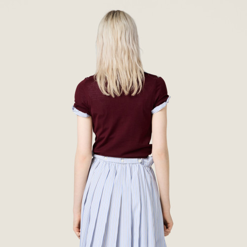NIGO MiuMiu Women's Summer Fashion Casual Collared Diamond Pattern Wool Polo Shirt Short Sleeve T-shirt #nigo78464