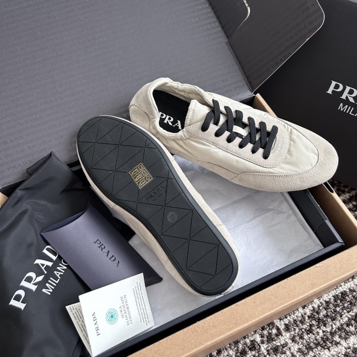 NIGO Prada Women's Spring/Fall Fashion Casual Round Toe Lace Up Mesh Print Logo Cotton Laced Sneakers Shoes #nigo78481