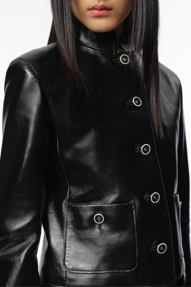 NIGO Chanel Women's Spring/Fall Fashion Classic Lapel Long Sleeve Leather Single Breasted Jacket #nigo78487