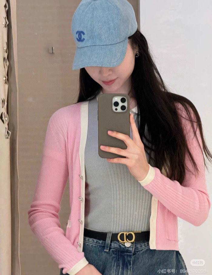 NIGO Chanel Women's Summer Solid Color Cotton V-Neck Single-Button Long Sleeve Knitted Cardigan Ngvp #nigo77365