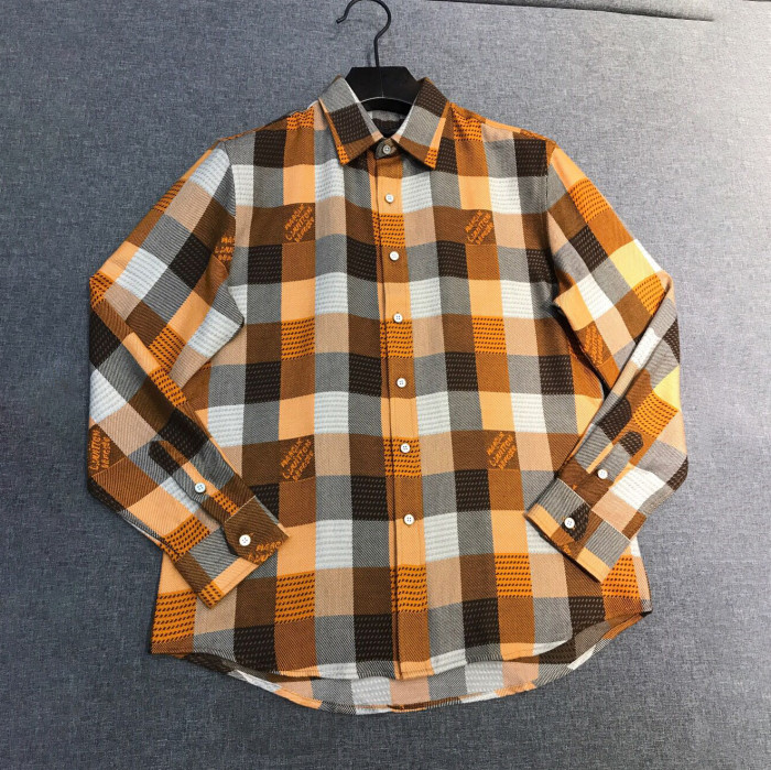 NIGO Louis Vuitton Men's Spring/fall Fashion Classic Plaid Pattern Collared Single Breasted Long Sleeve Shirt #nigo78475