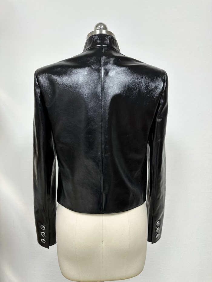 NIGO Chanel Women's Spring/Fall Fashion Classic Lapel Long Sleeve Leather Single Breasted Jacket #nigo78487