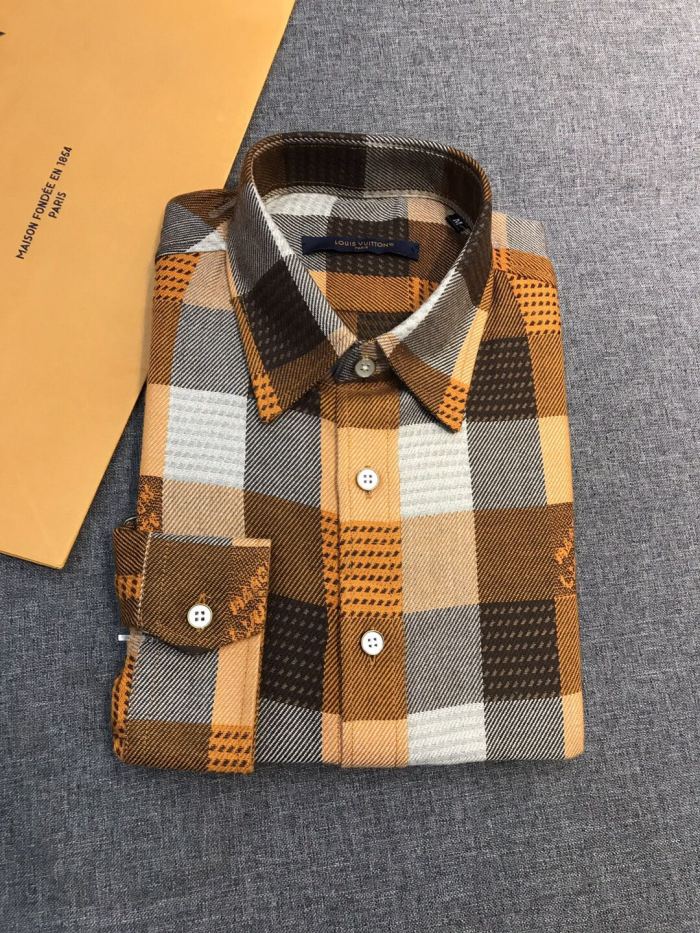 NIGO Louis Vuitton Men's Spring/fall Fashion Classic Plaid Pattern Collared Single Breasted Long Sleeve Shirt #nigo78475