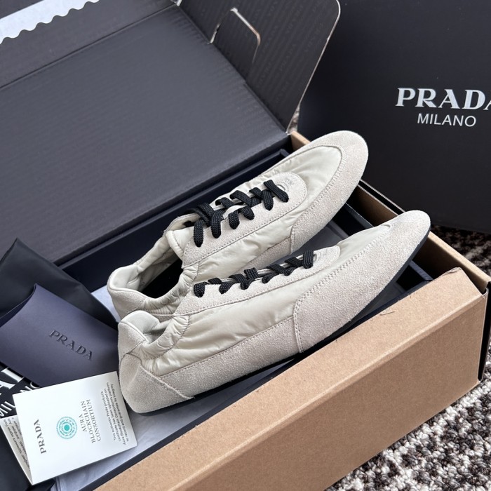 NIGO Prada Women's Spring/Fall Fashion Casual Round Toe Lace Up Mesh Print Logo Cotton Laced Sneakers Shoes #nigo78481