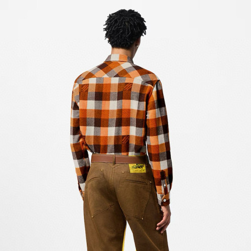 NIGO Louis Vuitton Men's Spring/fall Fashion Classic Plaid Pattern Collared Single Breasted Long Sleeve Shirt #nigo78475