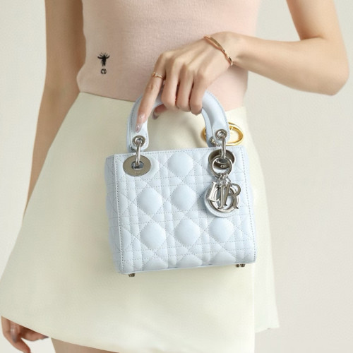 NIGO Dior Lady Women's Fashion Classic Logo Embroidered Leather Silver Buckle Lady D Bag Shoulder Bag Tote Chain Bag Bags M0505PNGE-M26Z #nigo78476
