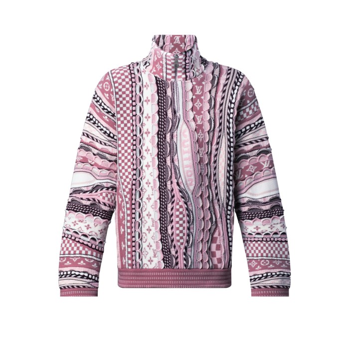 NIGO Louis Vuitton Men's Spring/fall Fashion Casual Jacquard Pattern Half zip High neck Pullover Sweatshirt #nigo78482