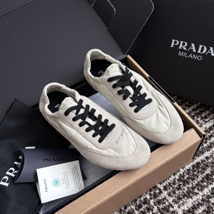 NIGO Prada Women's Spring/Fall Fashion Casual Round Toe Lace Up Mesh Print Logo Cotton Laced Sneakers Shoes #nigo78481