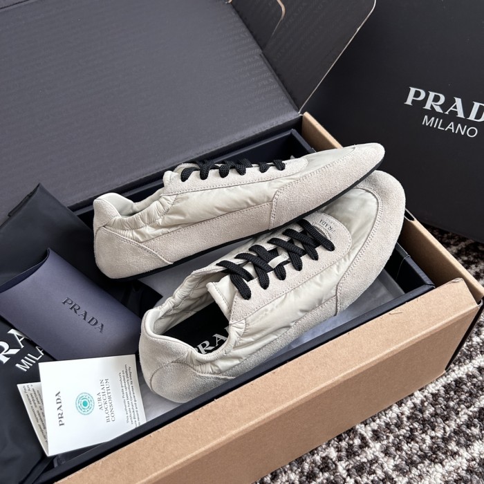 NIGO Prada Women's Spring/Fall Fashion Casual Round Toe Lace Up Mesh Print Logo Cotton Laced Sneakers Shoes #nigo78481
