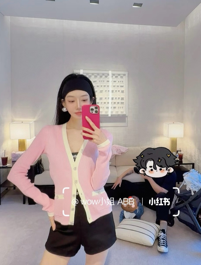 NIGO Chanel Women's Summer Solid Color Cotton V-Neck Single-Button Long Sleeve Knitted Cardigan Ngvp #nigo77365