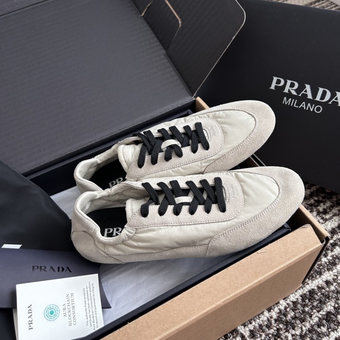 NIGO Prada Women's Spring/Fall Fashion Casual Round Toe Lace Up Mesh Print Logo Cotton Laced Sneakers Shoes #nigo78481