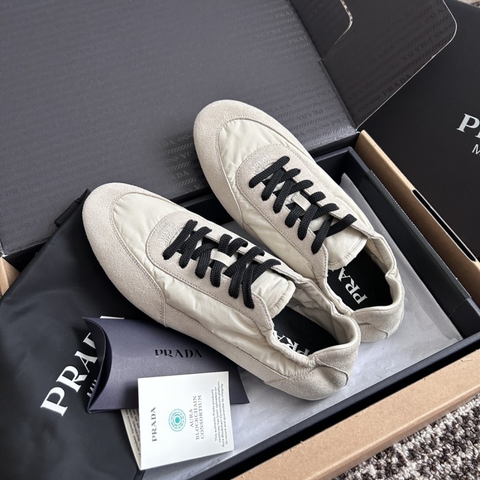 NIGO Prada Women's Spring/Fall Fashion Casual Round Toe Lace Up Mesh Print Logo Cotton Laced Sneakers Shoes #nigo78481