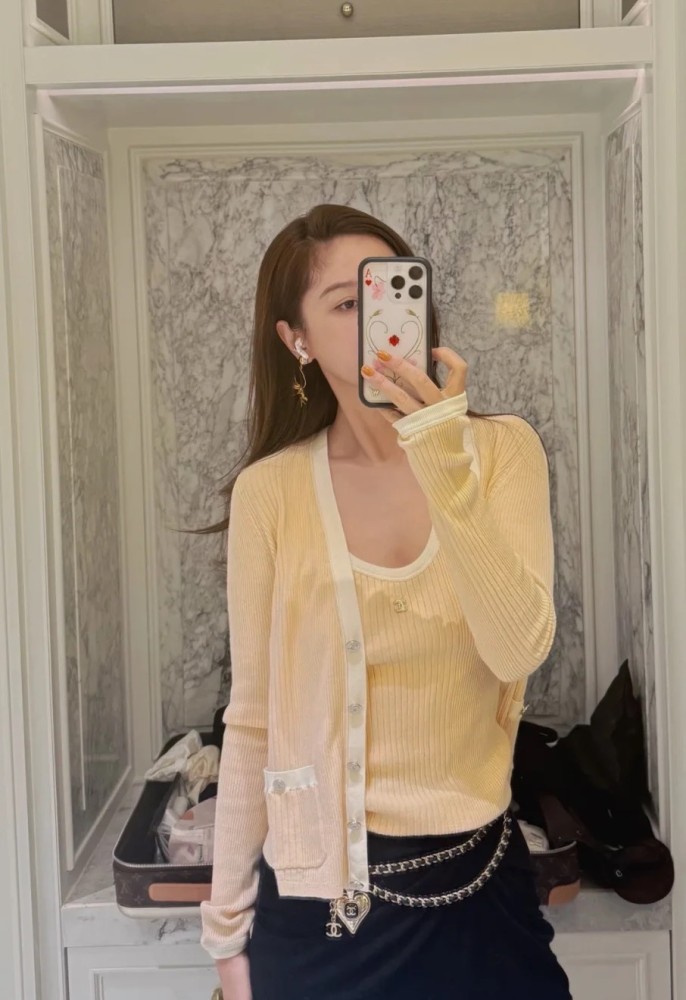 NIGO Chanel Women's Summer Solid Color Cotton V-Neck Single-Button Long Sleeve Knitted Cardigan Ngvp #nigo77365