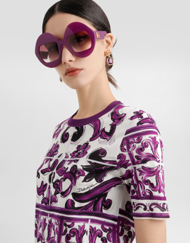 NIGO Dolce&Gabbana Women's Summer Floral Print Crew Neck Short Sleeve Solid Color Silk T-Shirt Ngvp #nigo2318
