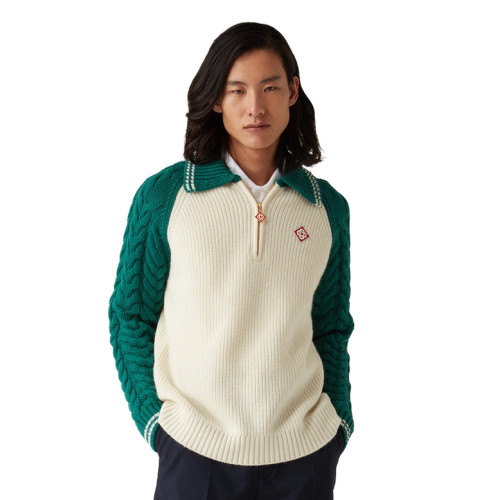NIGO Casablanca Men's And Women's Spring/fall Fashion Casual Collared Half-zip Logo Wool Knit Sweater #nigo78495