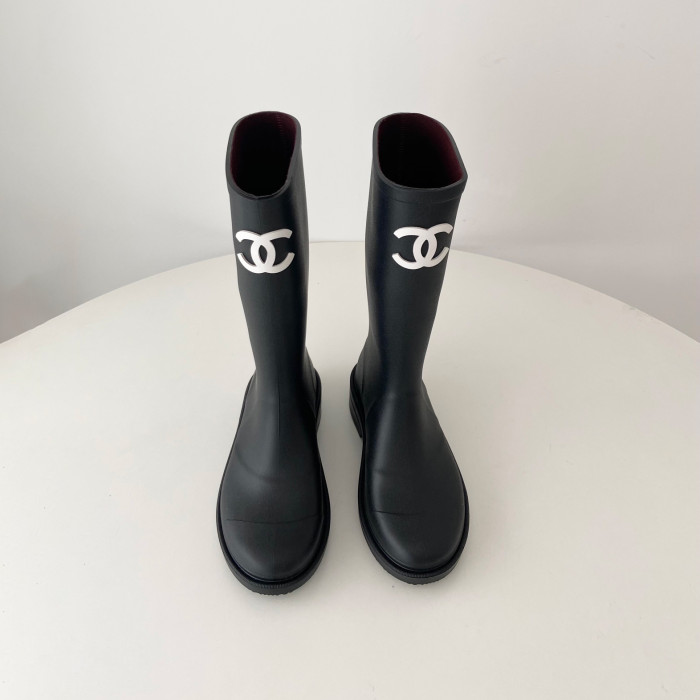 NIGO Chanel Women's And Men's Fashion Casual Solid Color Logo Round Toe Rain Boots Shoes #nigo78513