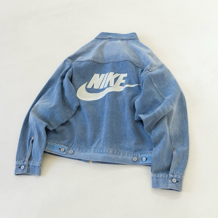 NIGO Nike x Levi's Men's Spring/fall Fashion Casual Loose Fit Single Breasted Collared Double Pocket Denim Jacket Letter Printed Loose Fit Casual Denim Pants Suit Set #nigo78496
