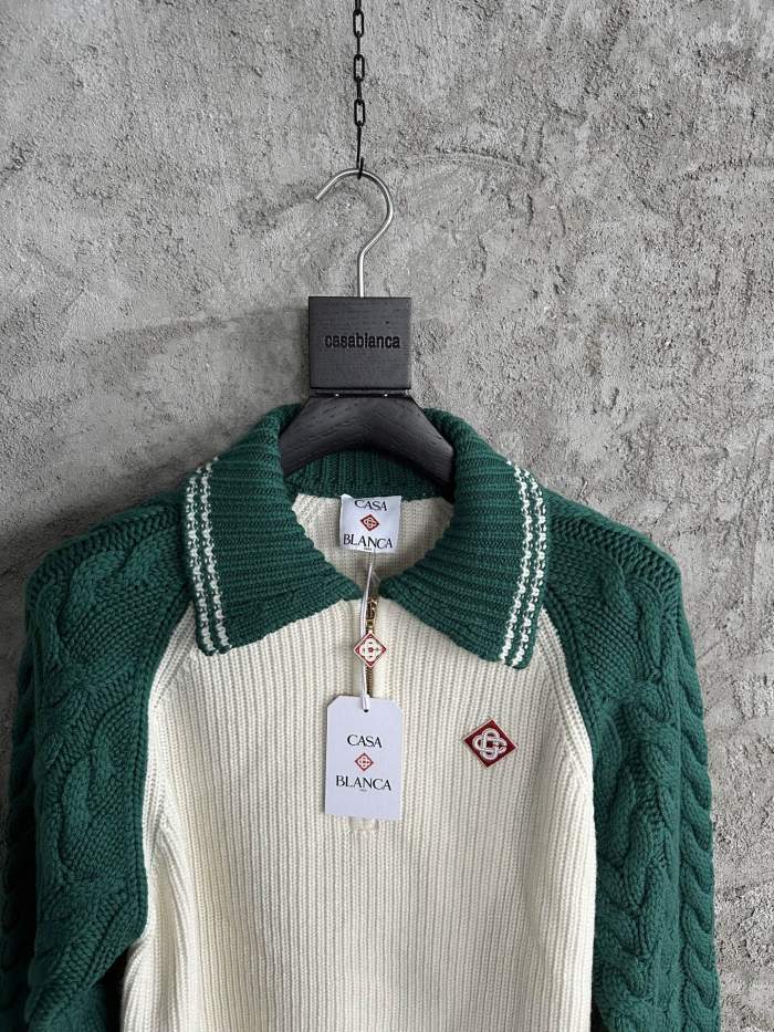 NIGO Casablanca Men's And Women's Spring/fall Fashion Casual Collared Half-zip Logo Wool Knit Sweater #nigo78495