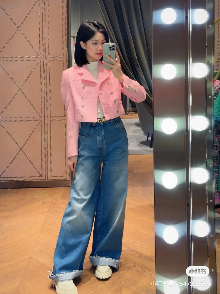 NIGO Gucci Women's Sequined Embroidered Spring/Fall Solid-Color Cotton-Blend Short Double-Breasted Jacket Ngvp #nigo2323