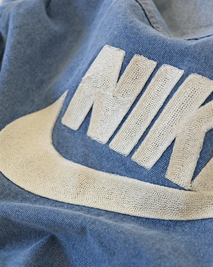 NIGO Nike x Levi's Men's Spring/fall Fashion Casual Loose Fit Single Breasted Collared Double Pocket Denim Jacket Letter Printed Loose Fit Casual Denim Pants Suit Set #nigo78496