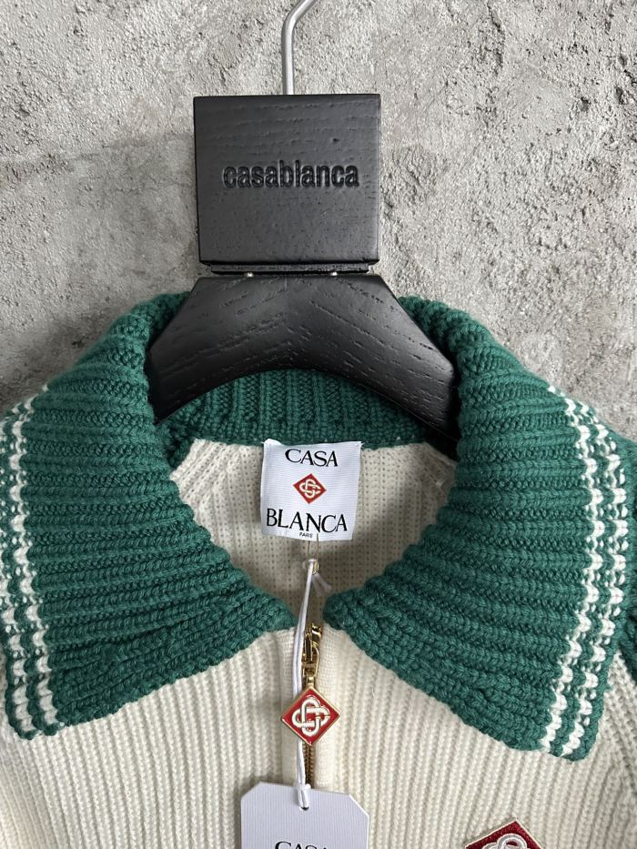NIGO Casablanca Men's And Women's Spring/fall Fashion Casual Collared Half-zip Logo Wool Knit Sweater #nigo78495