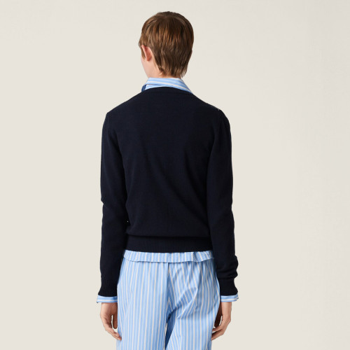 NIGO MiuMiu Women's Spring/Fall Fashion Casual Crew Neck Single-Button Diamond Pattern Cashmere Knit Cardigan #nigo78497