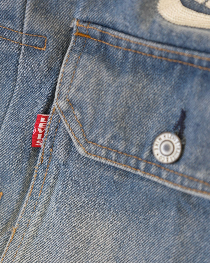 NIGO Nike x Levi's Men's Spring/fall Fashion Casual Loose Fit Single Breasted Collared Double Pocket Denim Jacket Letter Printed Loose Fit Casual Denim Pants Suit Set #nigo78496