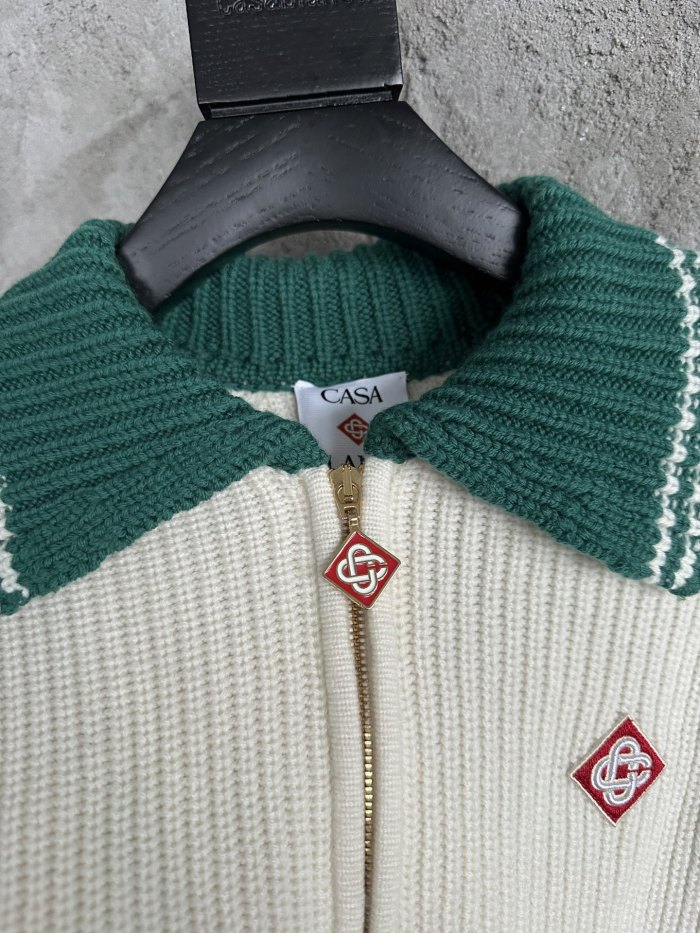 NIGO Casablanca Men's And Women's Spring/fall Fashion Casual Collared Half-zip Logo Wool Knit Sweater #nigo78495
