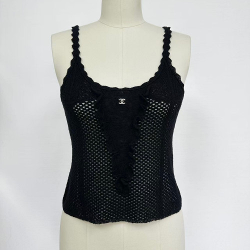 NIGO Chanel Women's Summer Fashion Casual Solid-Color Round Neck Breathable Lace Trim Tank Top Vest #nigo78515