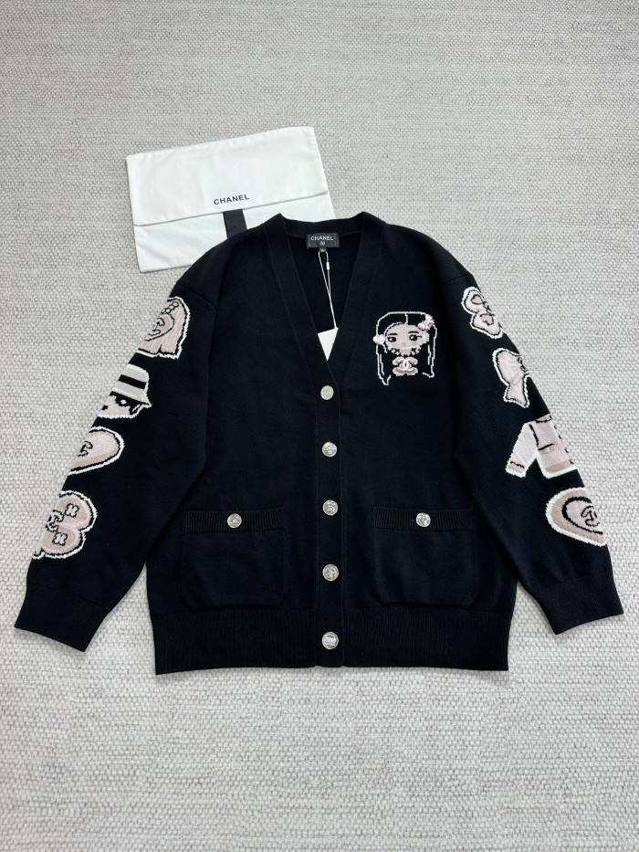 NIGO Chanel Women's Spring/Fall Fashion Casual V-Neck Single-Button Cashmere Cardigan Sweater #nigo78518