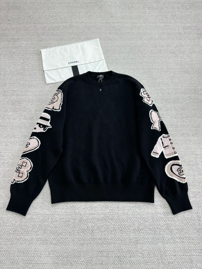 NIGO Chanel Women's Spring/Fall Fashion Casual Crew Neck Long Sleeve Cashmere Sweater #nigo78519
