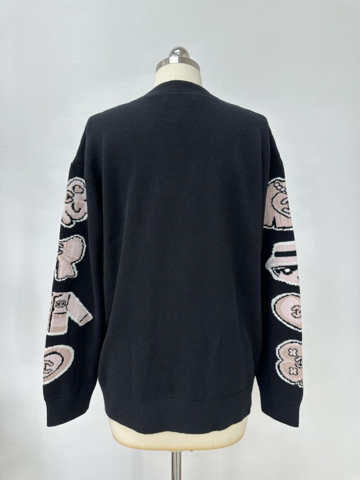 NIGO Chanel Women's Spring/Fall Fashion Casual V-Neck Single-Button Cashmere Cardigan Sweater #nigo78518