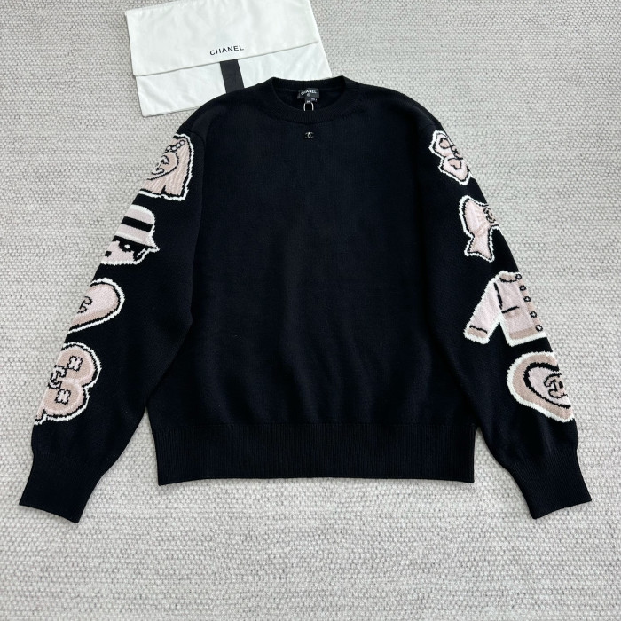 NIGO Chanel Women's Spring/Fall Fashion Casual Crew Neck Long Sleeve Cashmere Sweater #nigo78519