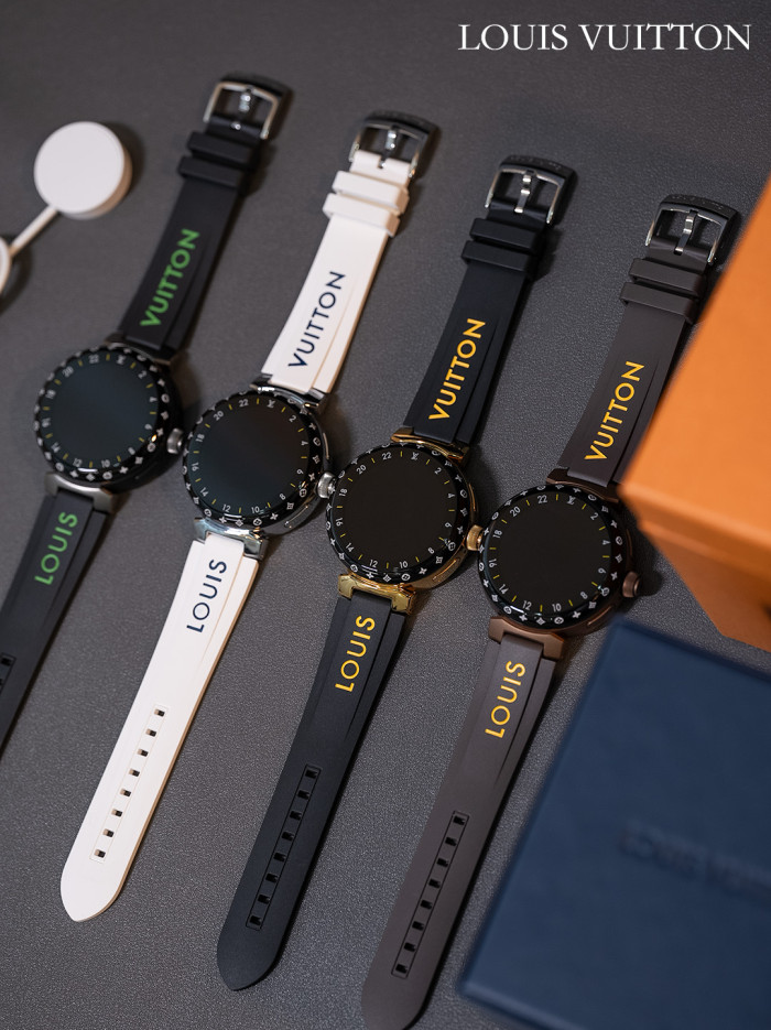 NIGO Louis Vuitton Tambour Horizon Light Up Connected Watch Men's Women's Fashion Accessories Diameter 44mm1.2 Inch Round Amoled Full Touch Screen Resolution 390*390 Sensor Actuator Life Waterproof Smart Watch #nigo81447