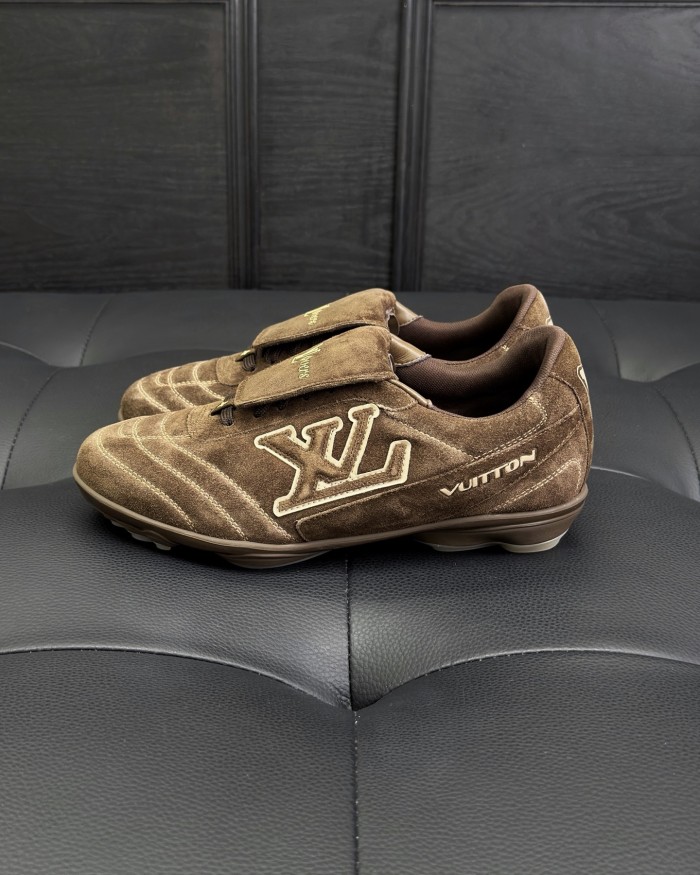 NIGO Louis Vuitton LV Footprint Soccer Men's And Women's Solid Color Suede Leather Round Toe Lace-up Low-top Sneakers Shoes #nigo77695