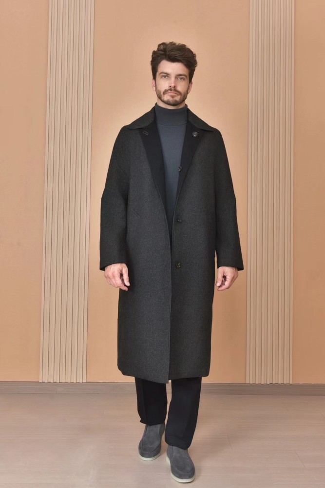 NIGO Loro Piana Men's Reversible Double-Faced Coat with Belt, Single-Button Lapel, Long Fit Jacket Ngvp #nigo2336