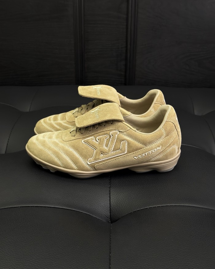 NIGO Louis Vuitton LV Footprint Soccer Men's And Women's Solid Color Suede Leather Round Toe Lace-up Low-top Sneakers Shoes #nigo77695