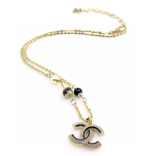 NIGO Chanel Women's Fashion Classic Rhinestone Embellished Double C Design Logo Pearl Necklace Jewelry  Accessories #nigo78554