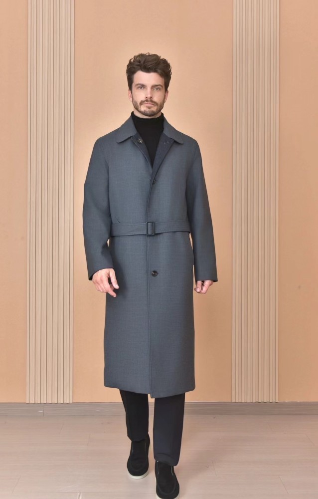 NIGO Loro Piana Men's Reversible Double-Faced Coat with Belt, Single-Button Lapel, Long Fit Jacket Ngvp #nigo2336