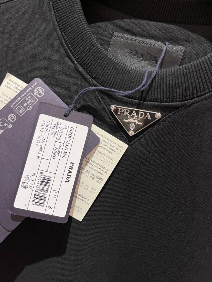 NIGO Prada Women's Spring/fall Fashion Casual Solid Color Crew Neck Pullover Sweatshirt With Triangle Logo Long Sleeve Sweatshirt #nigo78538
