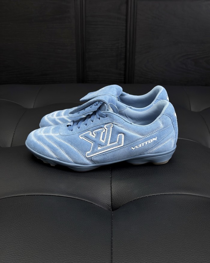 NIGO Louis Vuitton LV Footprint Soccer Men's And Women's Solid Color Suede Leather Round Toe Lace-up Low-top Sneakers Shoes #nigo77695
