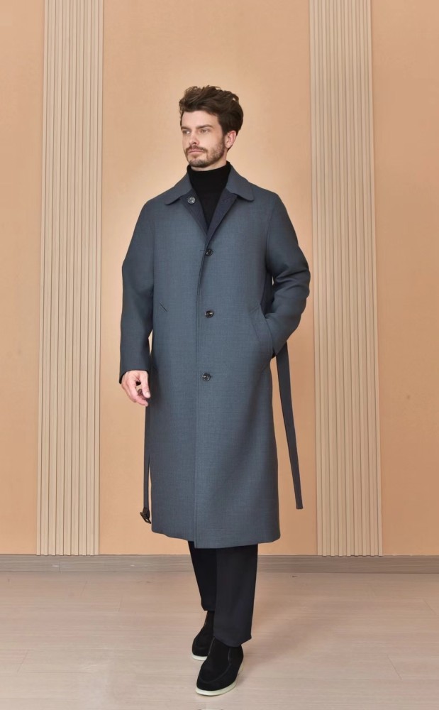 NIGO Loro Piana Men's Reversible Double-Faced Coat with Belt, Single-Button Lapel, Long Fit Jacket Ngvp #nigo2336