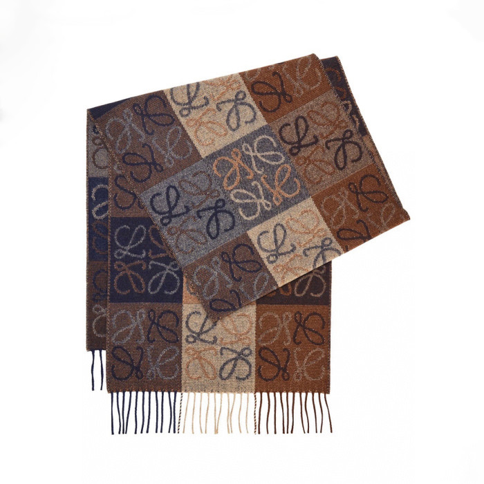 NIGO Loewe Men's And Women's Wool And Cashmere Checkered Scarves Fall/Winter Logo Color-Blocked Accessory Scarf Scarf Accessories #nigo81535