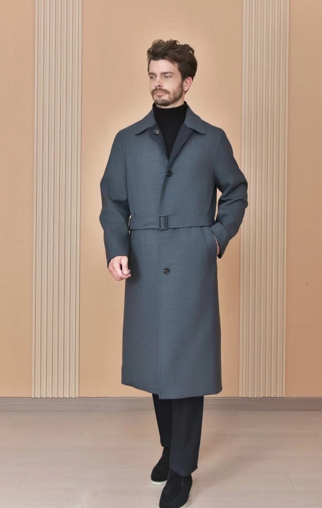 NIGO Loro Piana Men's Reversible Double-Faced Coat with Belt, Single-Button Lapel, Long Fit Jacket Ngvp #nigo2336