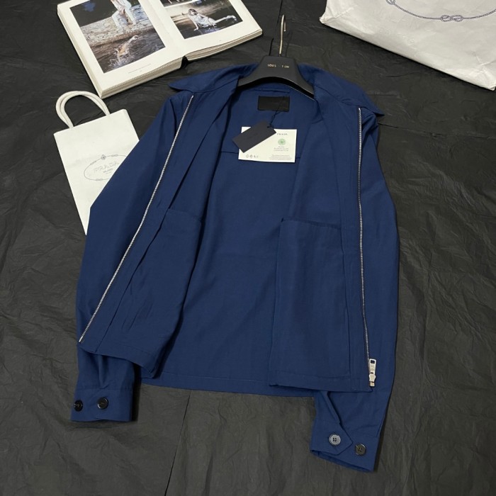NIGO Prada Men's Spring/Fall Casual Fashion Solid Color Logo Collar Zipper Cotton Blend Long Sleeve Short Jacket #nigo78559