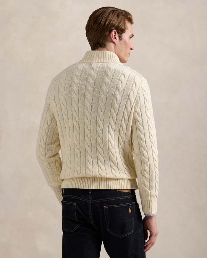 NIGO Ralph Lauren Men's Spring/Fall/Winter Half-Zip Stand Collar Logo Embroidered Solid Color Cable-Knit Long-Sleeve Sweater #nigo81536