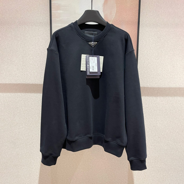 NIGO Prada Women's Spring/fall Fashion Casual Solid Color Crew Neck Pullover Sweatshirt With Triangle Logo Long Sleeve Sweatshirt #nigo78538