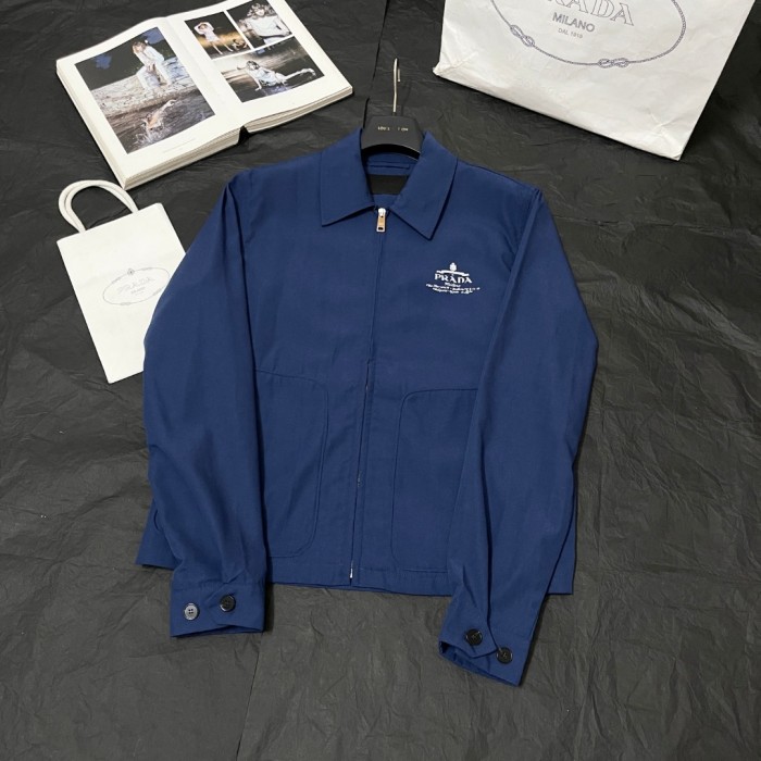 NIGO Prada Men's Spring/Fall Casual Fashion Solid Color Logo Collar Zipper Cotton Blend Long Sleeve Short Jacket #nigo78559