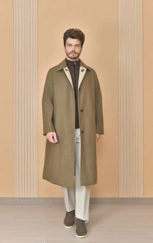 NIGO Loro Piana Men's Reversible Double-Faced Coat with Belt, Single-Button Lapel, Long Fit Jacket Ngvp #nigo2336